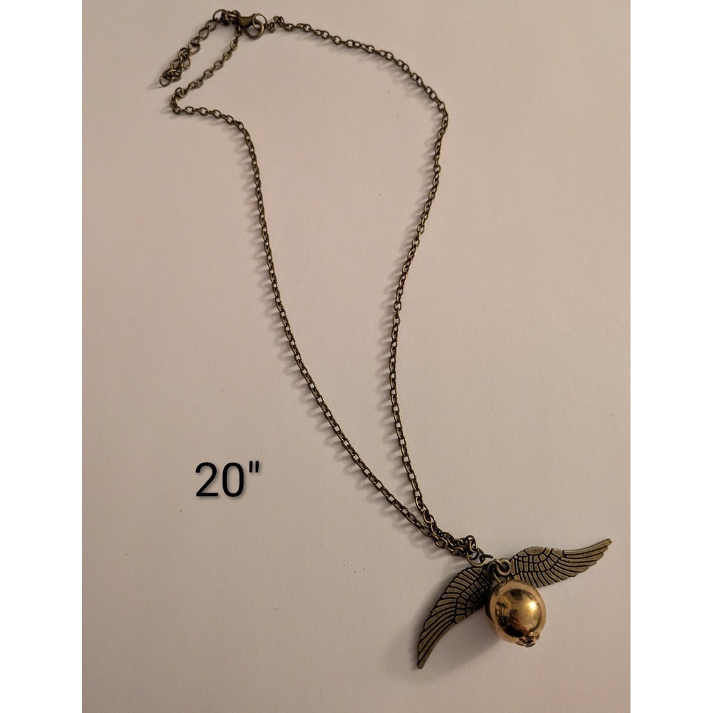 Harry Potter Golden Snitch Winged Pendant Necklace Antique Bronze Tone 20 Inch